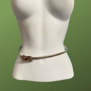 Jeweled Flat Silvertone Snakechain Women's Belt